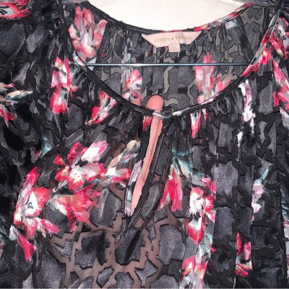 Rebecca Taylor Silk Blend Noah Flowered Blouse 6 - Picture 11 of 12
